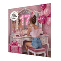 Personalised 17th Birthday Card - Girl at a Dressing Table - Brown Hair