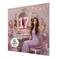 Personalised 17th Birthday Card - Girl at a Dressing Table - Brown Hair
