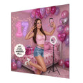 Personalised 17th Birthday Card - Girl Making a Birthday Video - Brown Hair