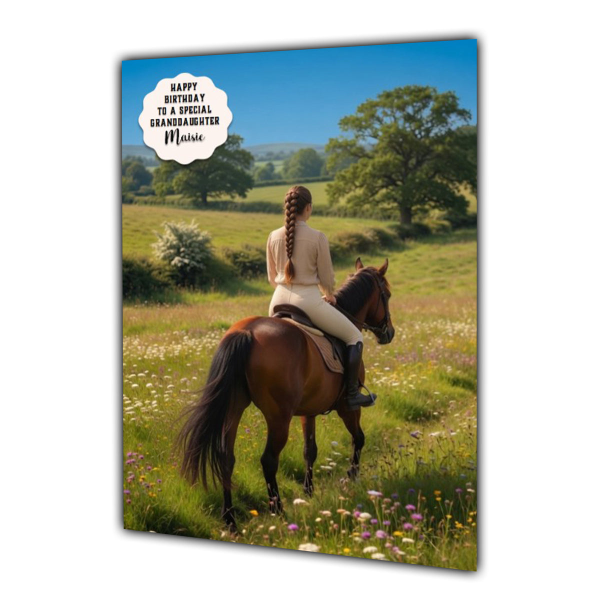 Personalised Birthday Card Girl Her Horse Granddaughter Daughter A5 Size