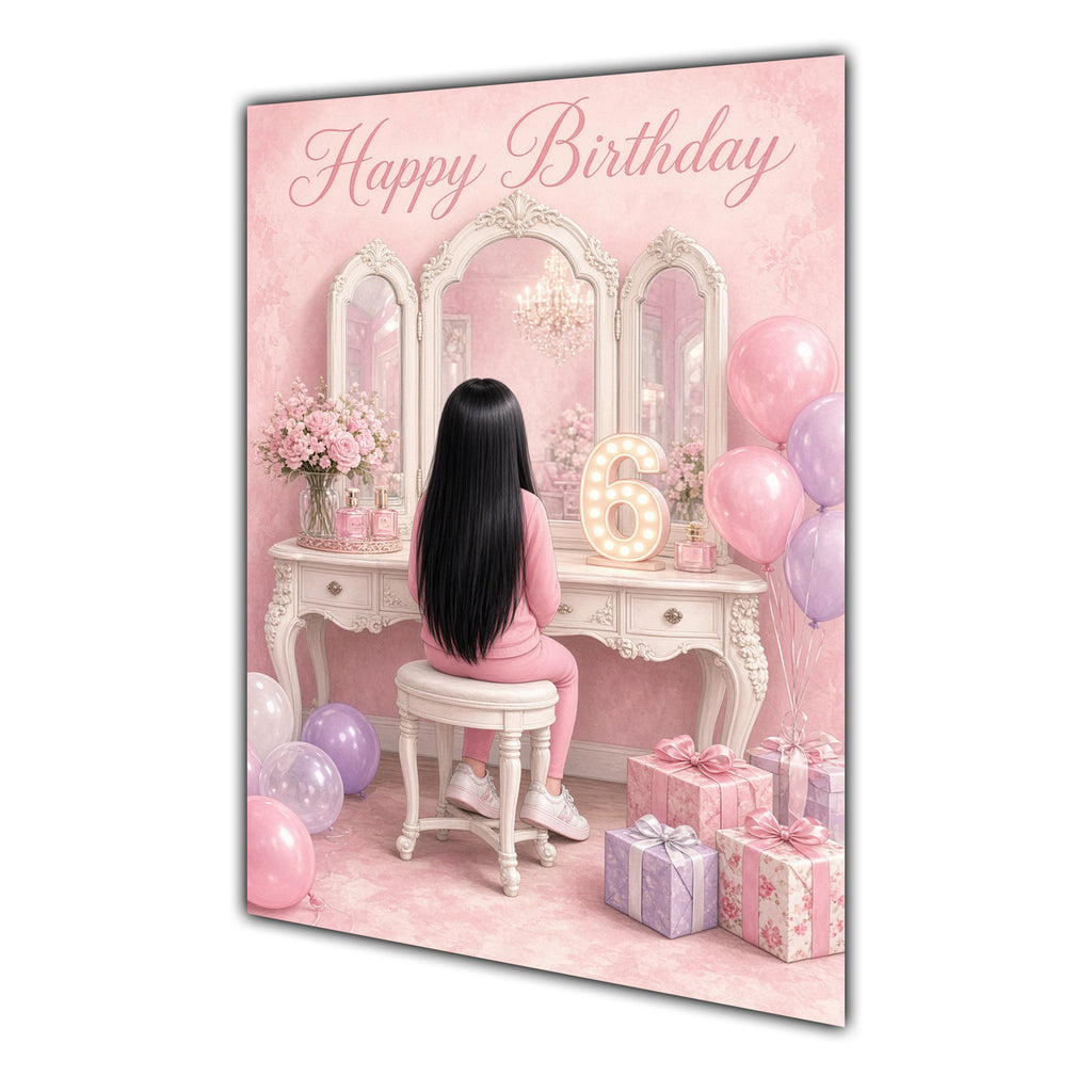 Happy Birthday 6th Pink Vanity Greeting Card A5