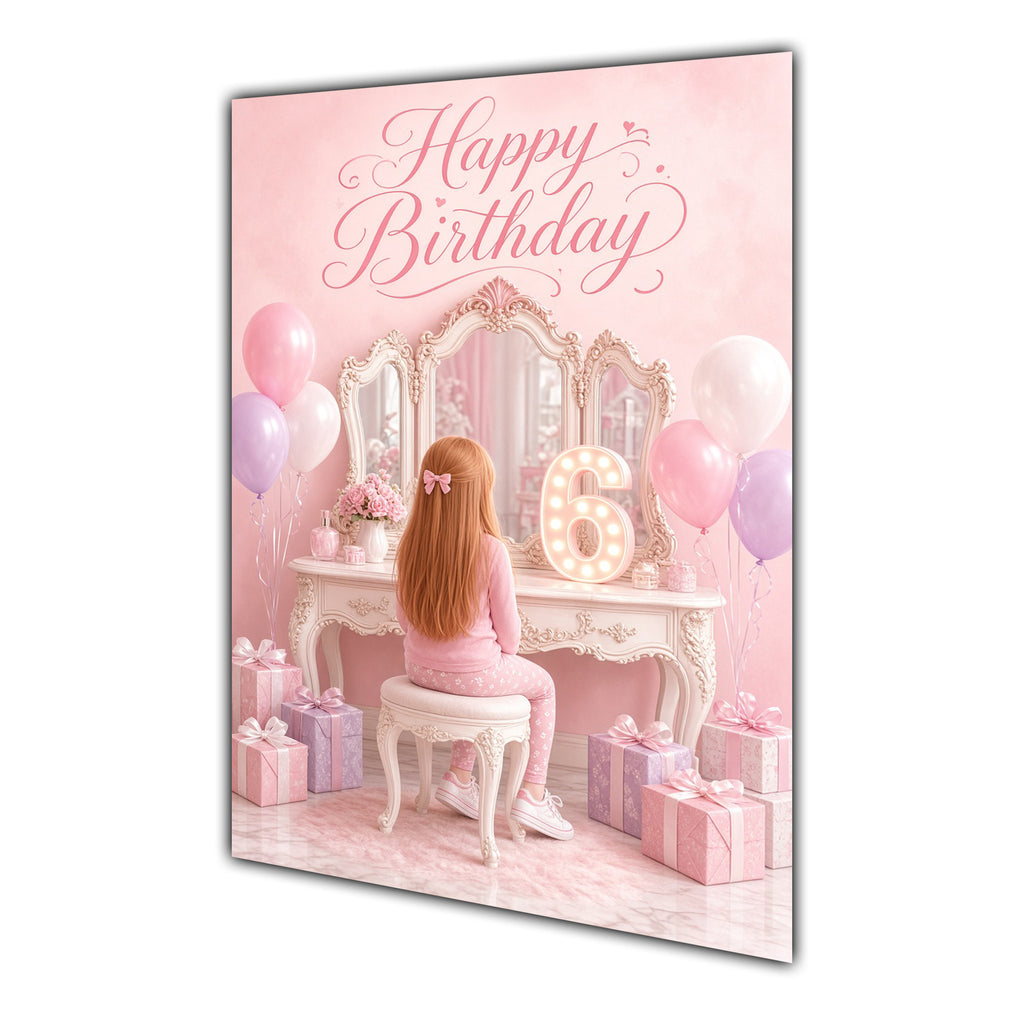Happy Birthday 6th Pink Vanity Greeting Card A5