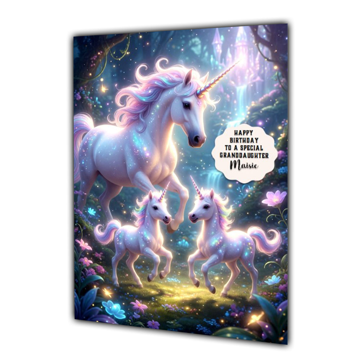 Personalised Birthday Card Girls Unicorn Granddaughter Daughter A5 Size