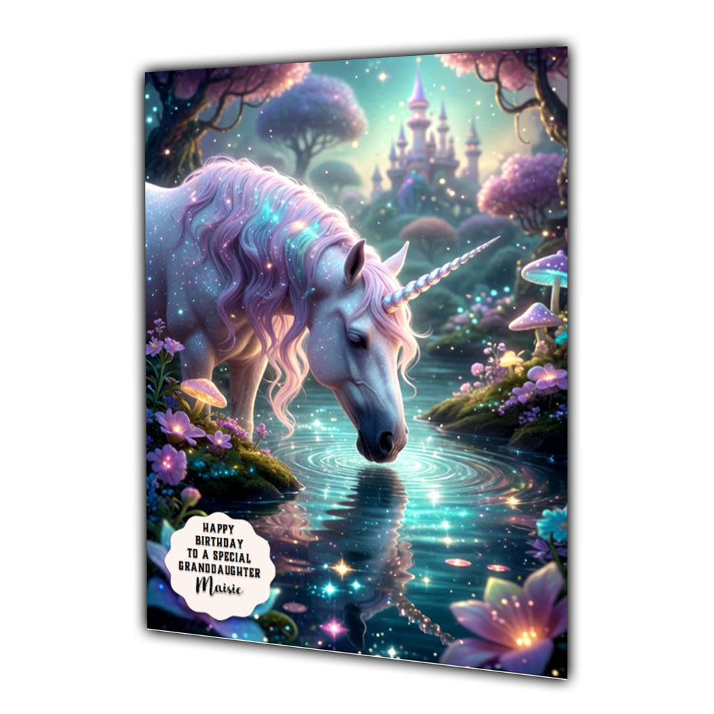 Personalised Birthday Card Girls Unicorn Granddaughter Daughter A5 Size