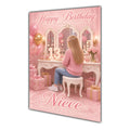 Happy Birthday Niece 13th Pink Vanity Greeting Card A5