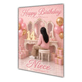 Happy Birthday Niece 14th Pink Vanity Greeting Card A5