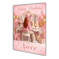 Happy Birthday Niece 14th Pink Vanity Greeting Card A5