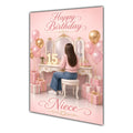 Happy Birthday Niece 15th Pink Vanity Greeting Card A5