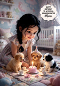 Personalised Birthday Card Girls Puppy Dog Granddaughter Daughter A5 Size