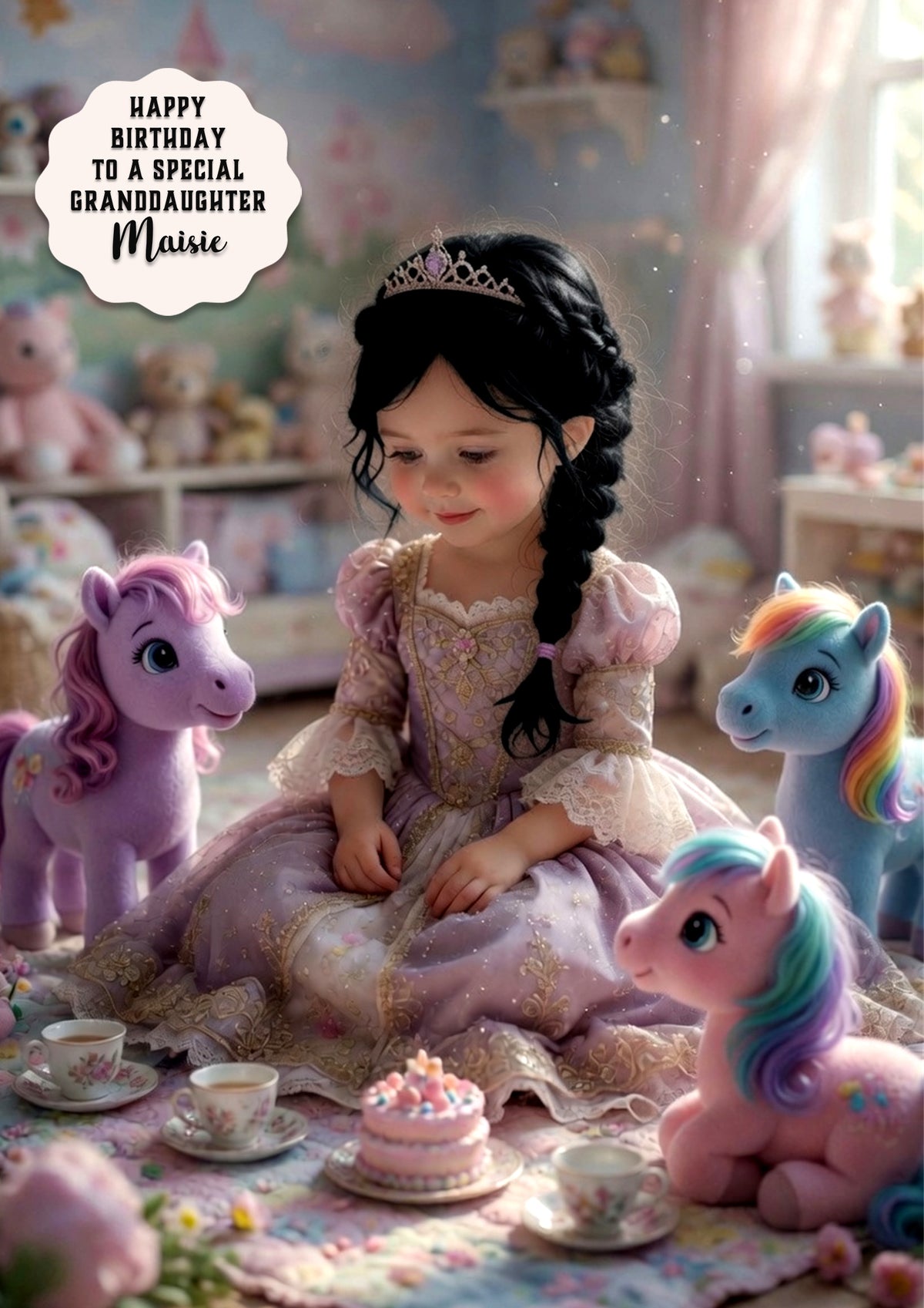 Personalised Birthday Card Girls Horse Pony Granddaughter Daughter A5 Size