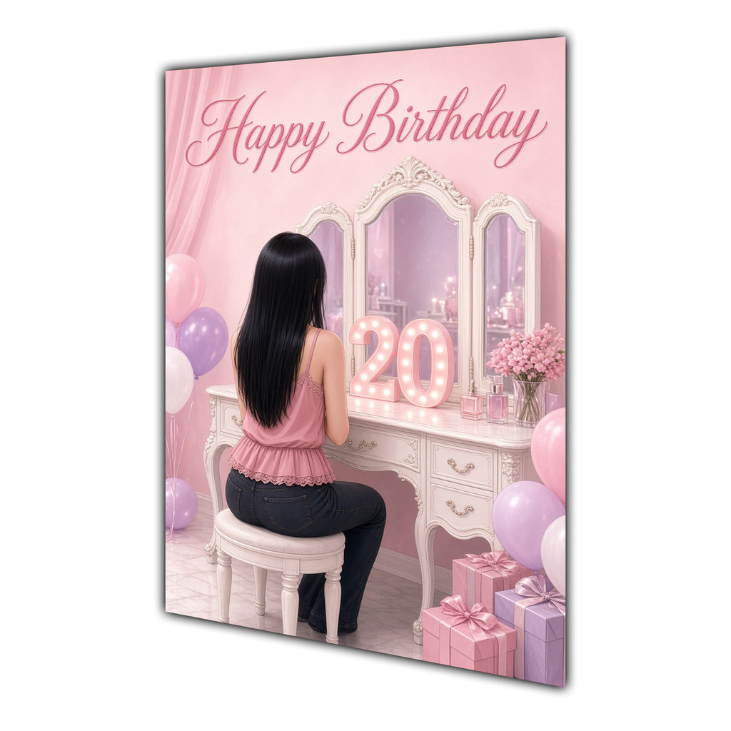 Happy Birthday 20th Pink Vanity Greeting Card A5