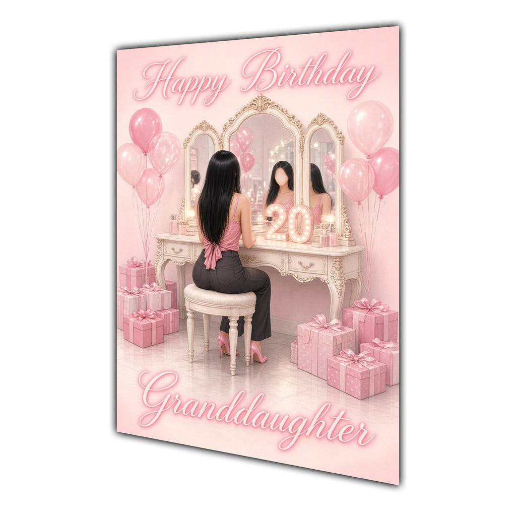 Happy Birthday Granddaughter 20th Pink Vanity Greeting Card A5