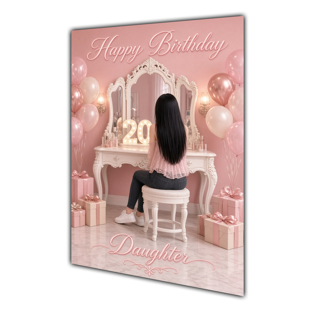 Happy Birthday Daughter 20th Pink Vanity Greeting Card A5