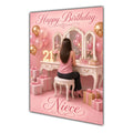 Happy Birthday Niece 21st Pink Vanity Greeting Card A5