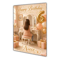 Happy Birthday Niece 6th Peach Gold Vanity Greeting Card A5