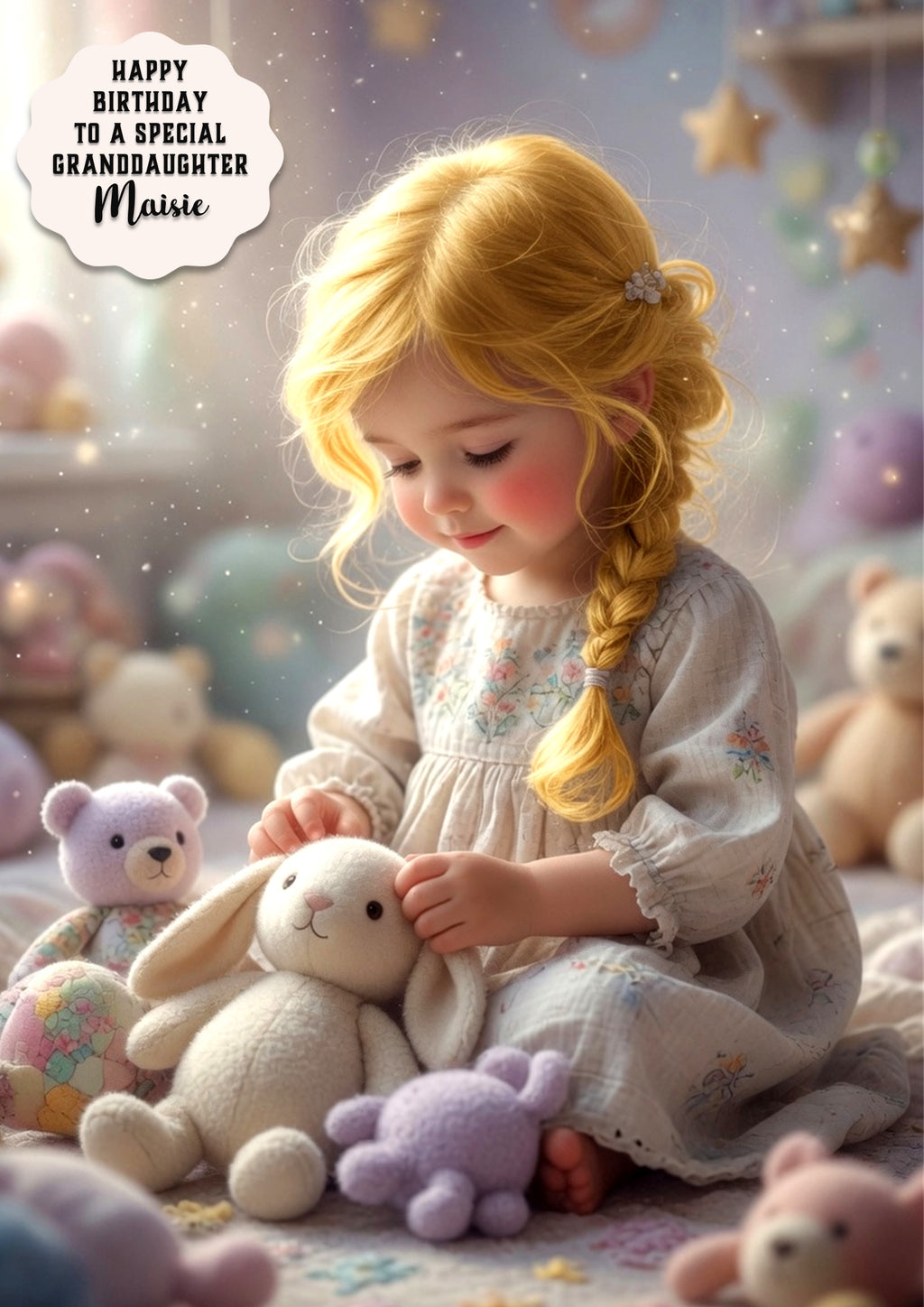 Personalised Birthday Card Girls Teddy Bear Granddaughter Daughter A5 Size