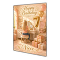 Happy Birthday Niece 7th Peach Gold Vanity Greeting Card A5