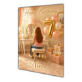 Happy Birthday Niece 7th Peach Gold Vanity Greeting Card A5