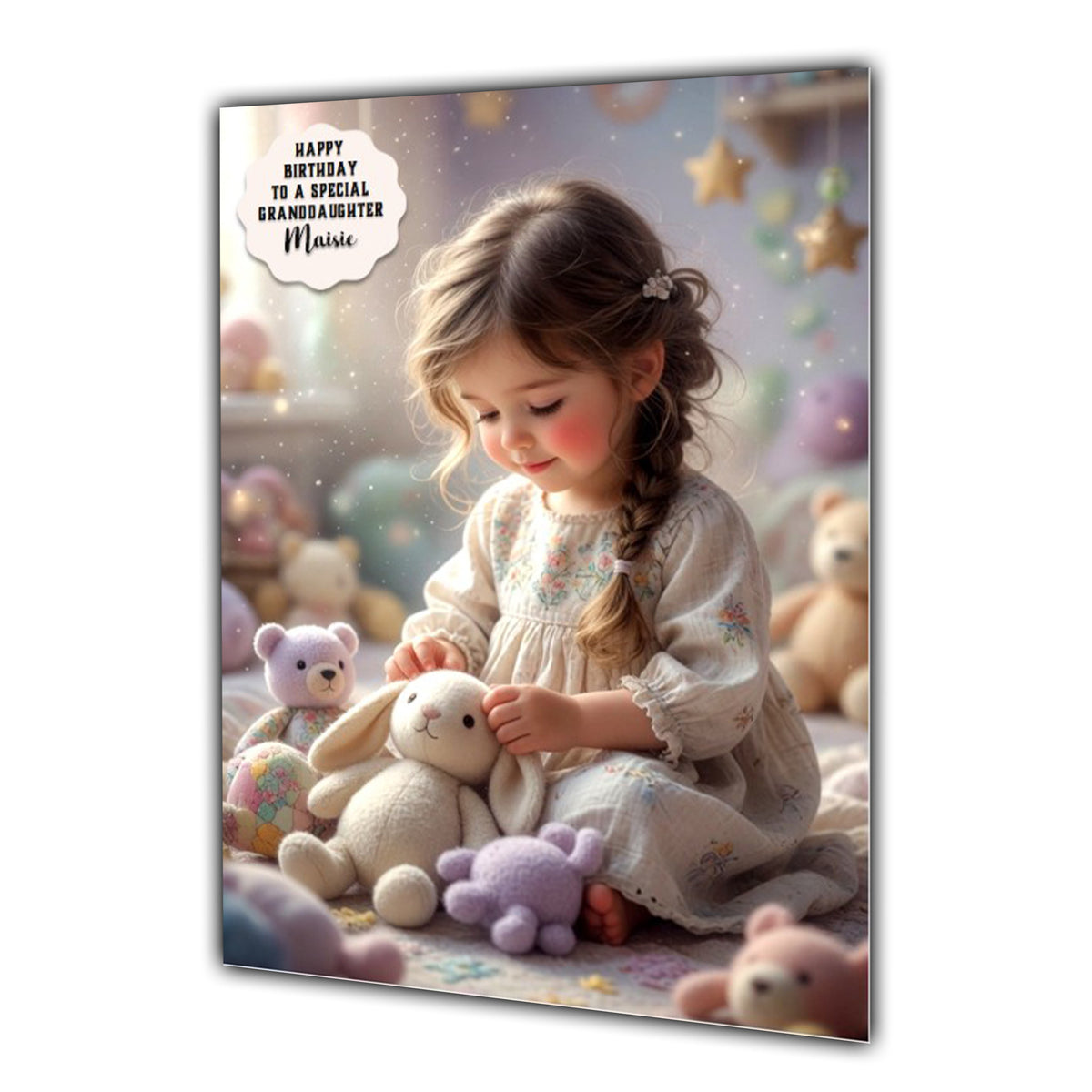 Personalised Birthday Card Girls Teddy Bear Granddaughter Daughter A5 Size