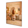 Happy Birthday Daughter 7th Peach Gold Vanity Greeting Card A5