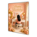 Happy Birthday 7th Peach Gold Vanity Greeting Card A5