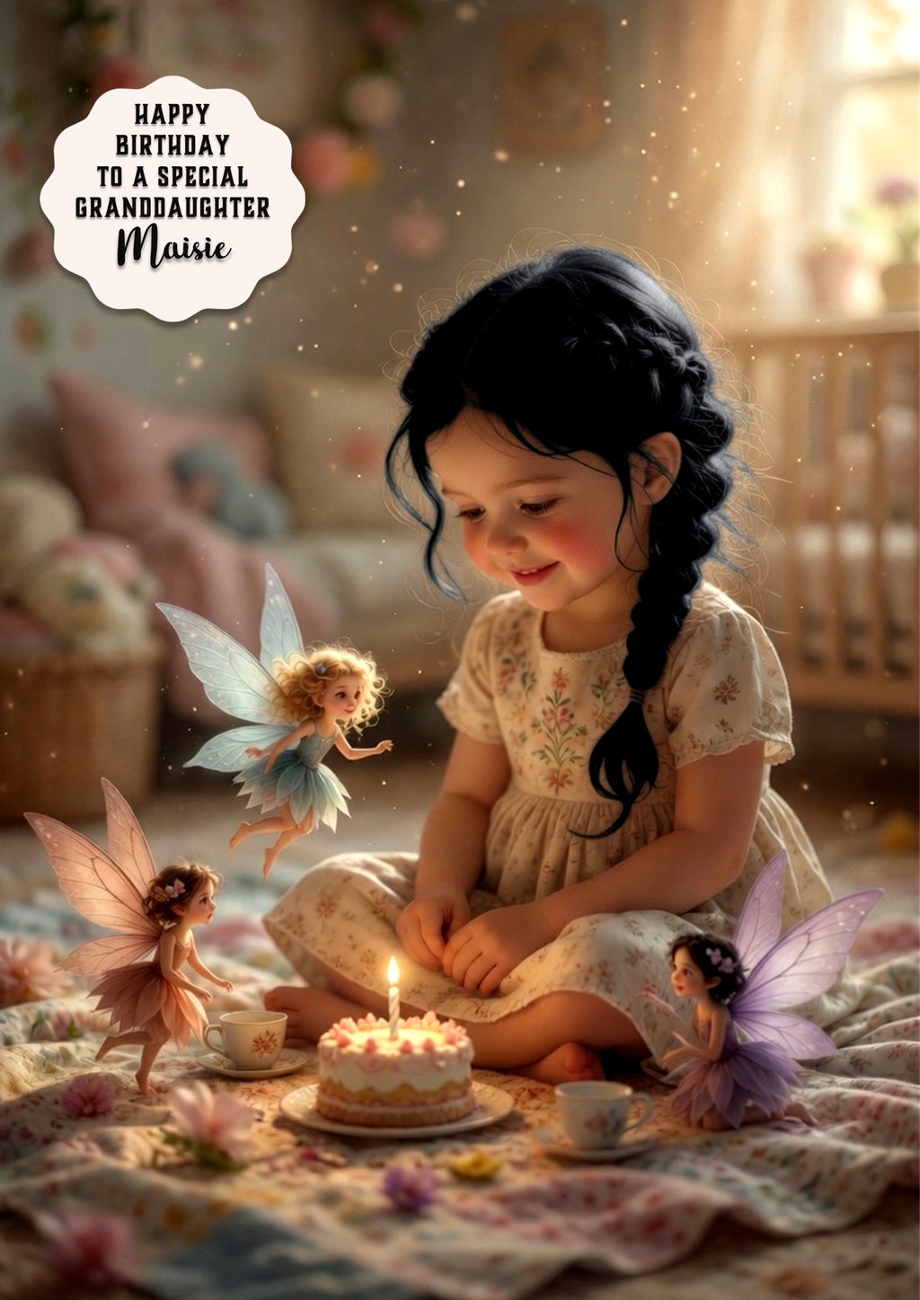 Personalised Birthday Card Girls Teddy Bear Granddaughter Daughter A5 Size