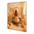 Happy Birthday Daughter 8th Peach Gold Vanity Greeting Card A5