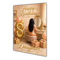 Happy Birthday Daughter 8th Peach Gold Vanity Greeting Card A5