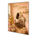 Happy Birthday 8th Peach Gold Vanity Greeting Card A5
