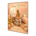 Happy Birthday Daughter 9th Peach Gold Vanity Greeting Card A5