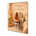 Happy Birthday 9th Peach Gold Vanity Greeting Card A5