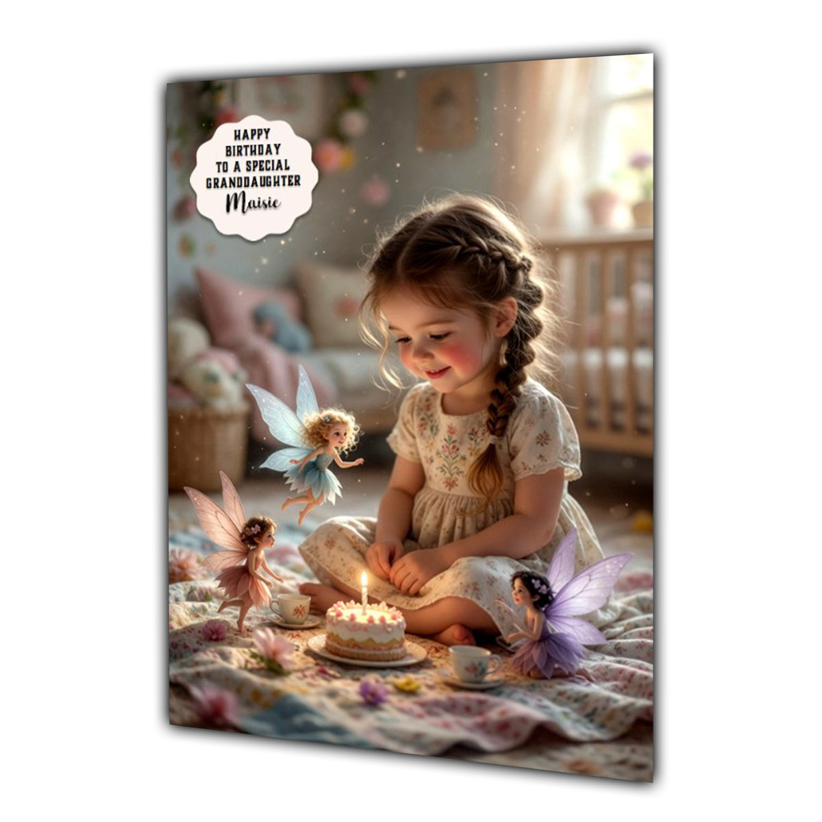 Personalised Birthday Card Girls Teddy Bear Granddaughter Daughter A5 Size