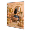 Happy 10th Birthday Peach Gold Vanity Greeting Card A5