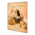 Happy 11th Birthday Peach Gold Vanity Greeting Card A5