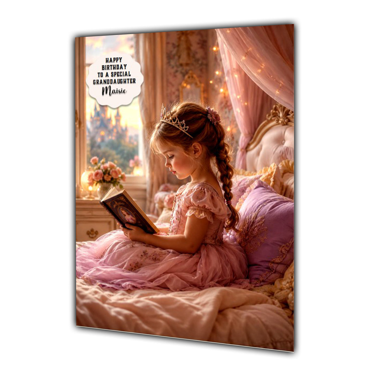 Personalised Birthday Card Girls Princess Granddaughter Daughter A5 Size