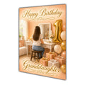 Happy 11th Birthday Peach Gold Vanity Greeting Card A5