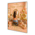 Happy 12th Birthday Peach Gold Vanity Greeting Card A5