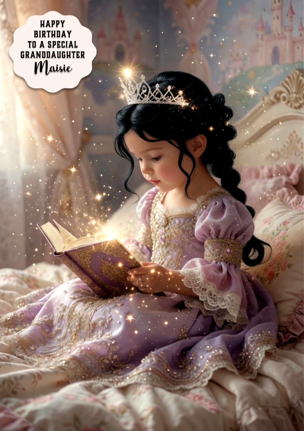 Personalised Birthday Card Girls Storytime Granddaughter Daughter A5 Size