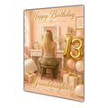 Happy 13th Birthday Peach Gold Vanity Greeting Card A5