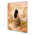 Happy 13th Birthday Peach Gold Vanity Greeting Card A5