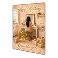 Happy 14th Birthday Peach Gold Vanity Greeting Card A5