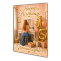 Happy 15th Birthday Peach Gold Vanity Greeting Card A5