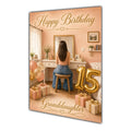 Happy 15th Birthday Peach Gold Vanity Greeting Card A5