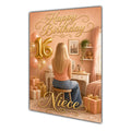 Happy 16th Birthday Peach Gold Vanity Greeting Card A5