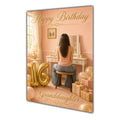 Happy 16th Birthday Peach Gold Vanity Greeting Card A5