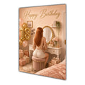 Happy 18th Birthday Peach Gold Vanity Greeting Card A5