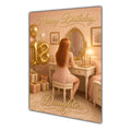 Happy 18th Birthday Peach Gold Vanity Greeting Card A5