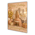 Happy 19th Birthday Peach Gold Vanity Greeting Card A5