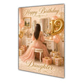 Happy 19th Birthday Peach Gold Vanity Greeting Card A5