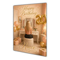 Happy 20th Birthday Peach Gold Vanity Greeting Card A5